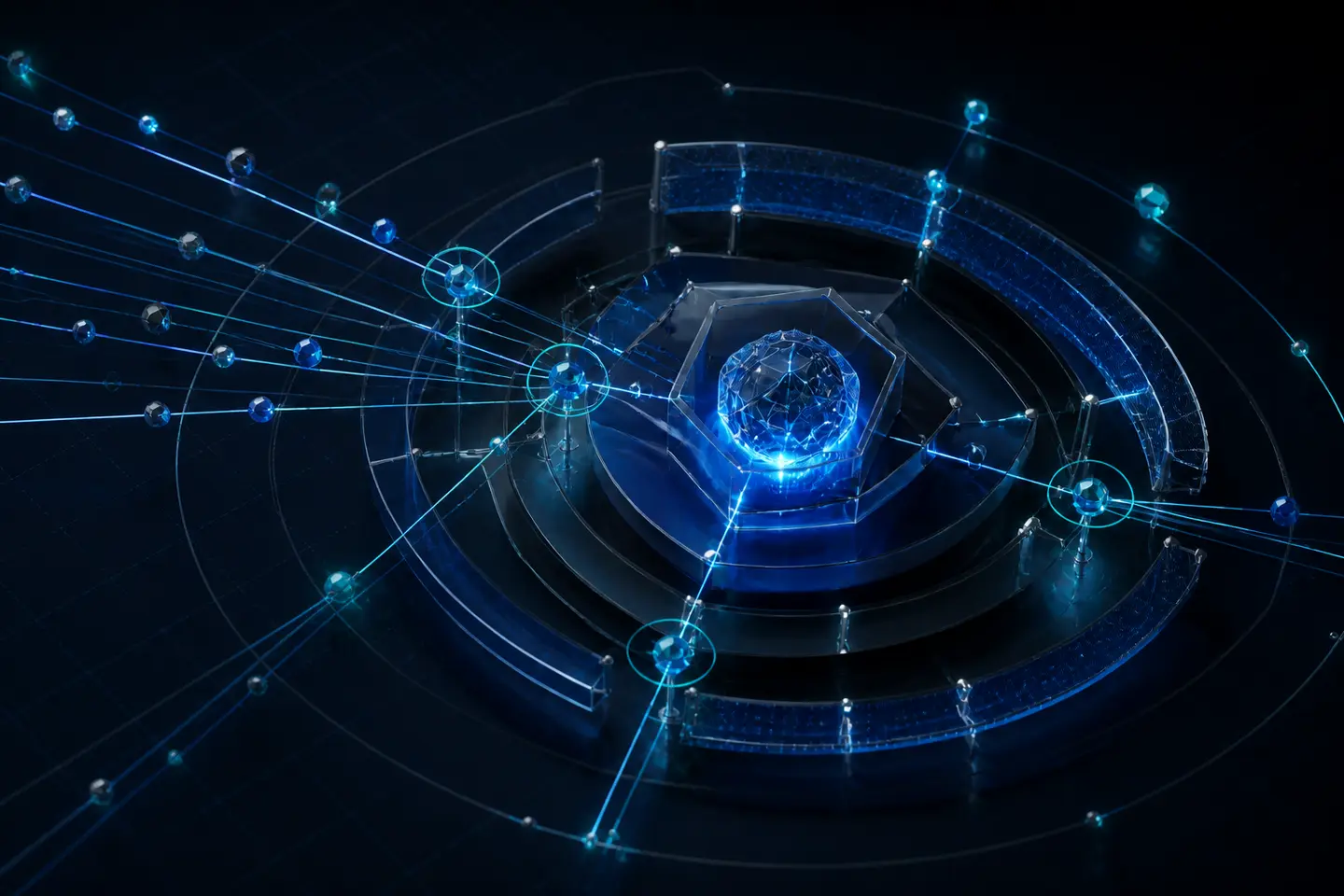 Núcleo digital protegido por camadas coordenadas de defesa e análise